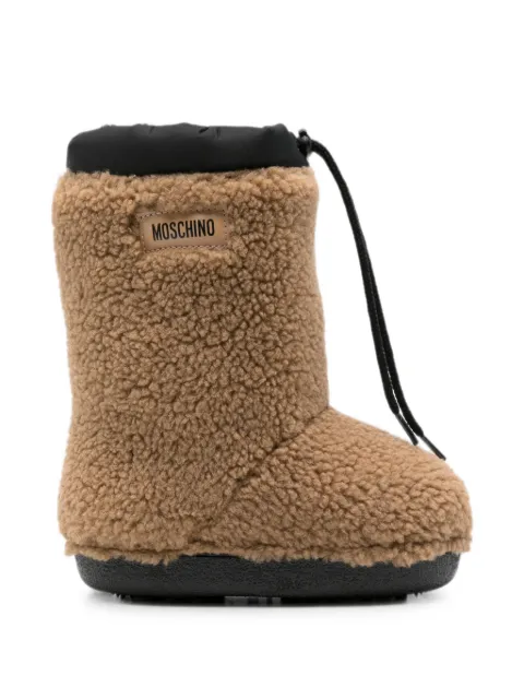 Moschino Kids bottines en peau lainée artificielle à patch logo