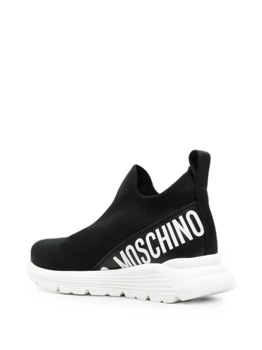 Moschino Kids Slip-on sneakers met logoprint Zwart
