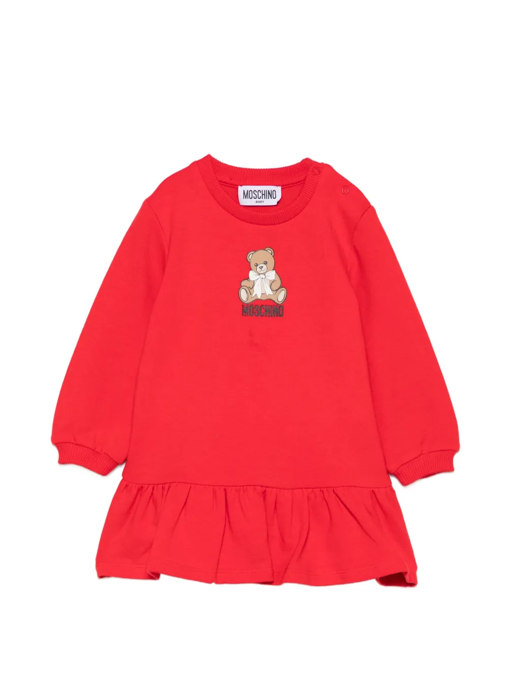 Moschino Kids Teddy Bear ruffled dress - Rosso
