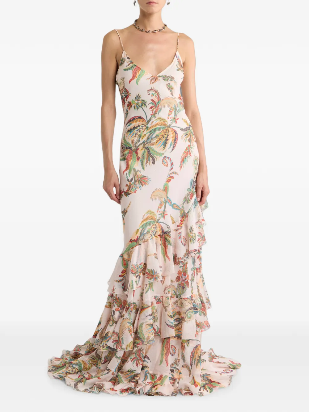 ETRO ruffled paisley-print maxi dress Roze