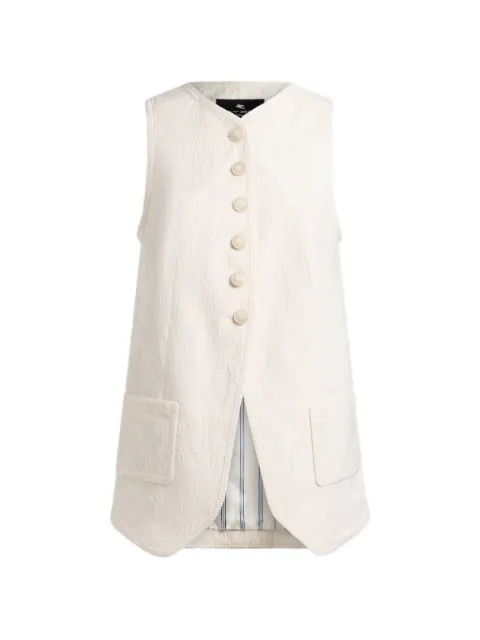 ETRO waistcoat in stretch cotton-blend jacquard with rebrodé lace