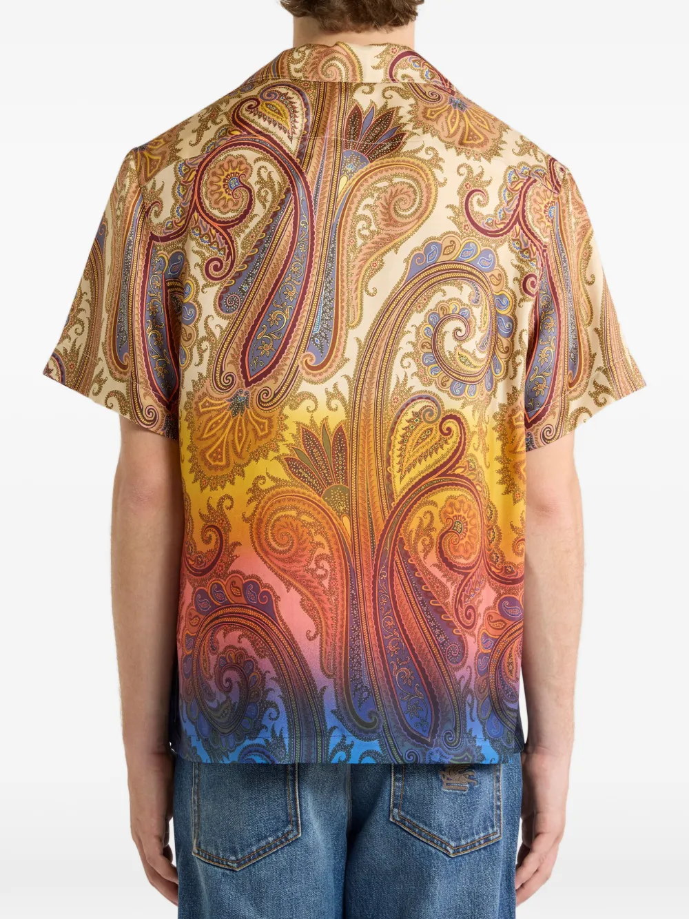 ETRO Zijden bowlingshirt met paisley-print Beige