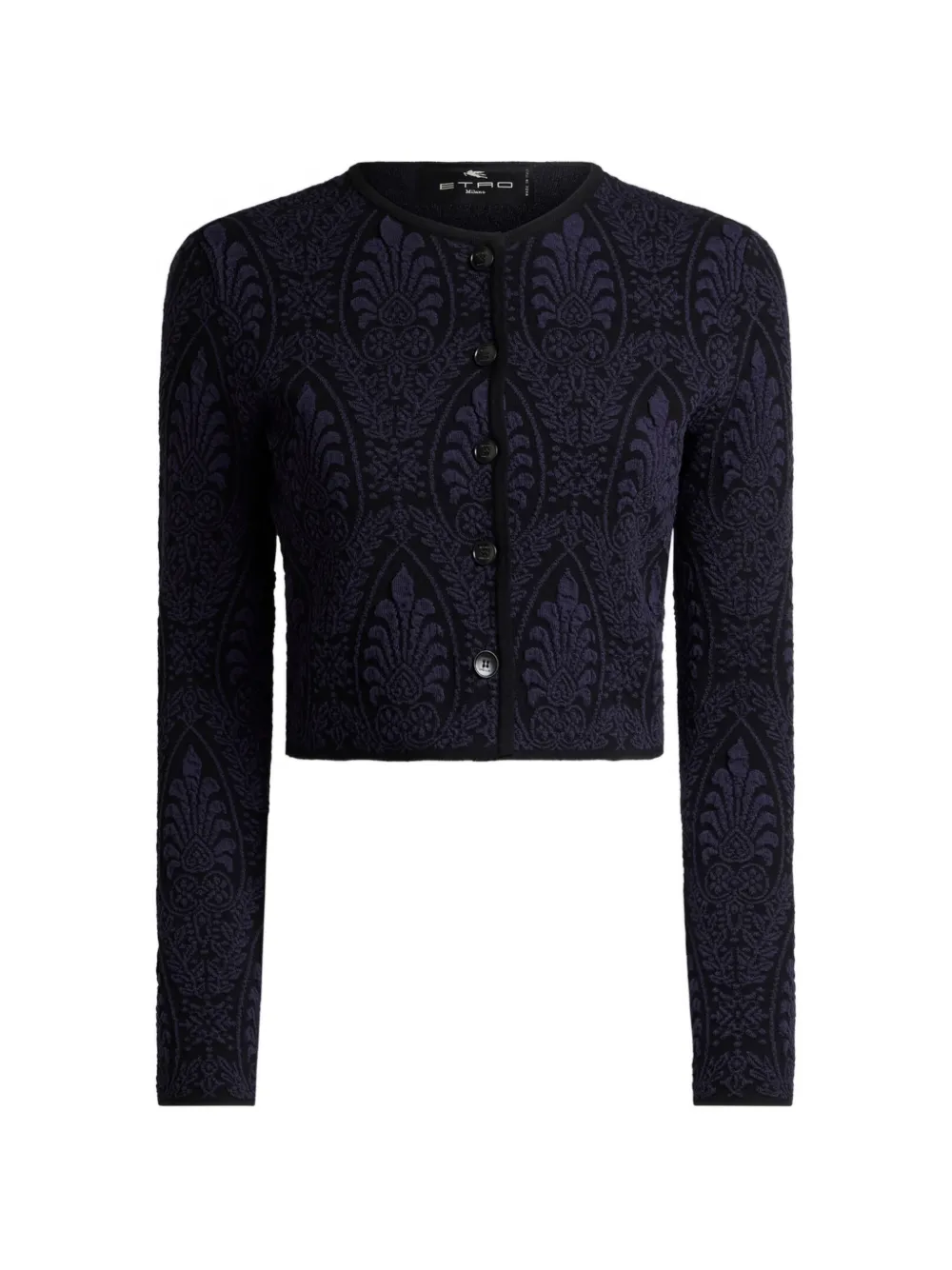 ETRO cropped jacquard cardigan with medallion motif - Schwarz