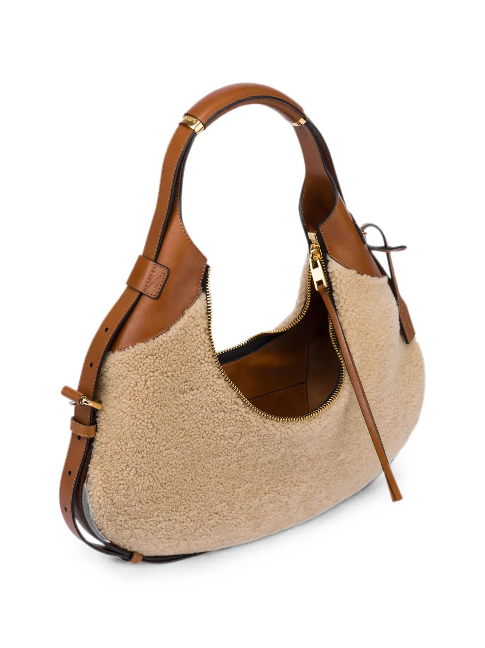 Moschino Lammy leren schoudertas Beige