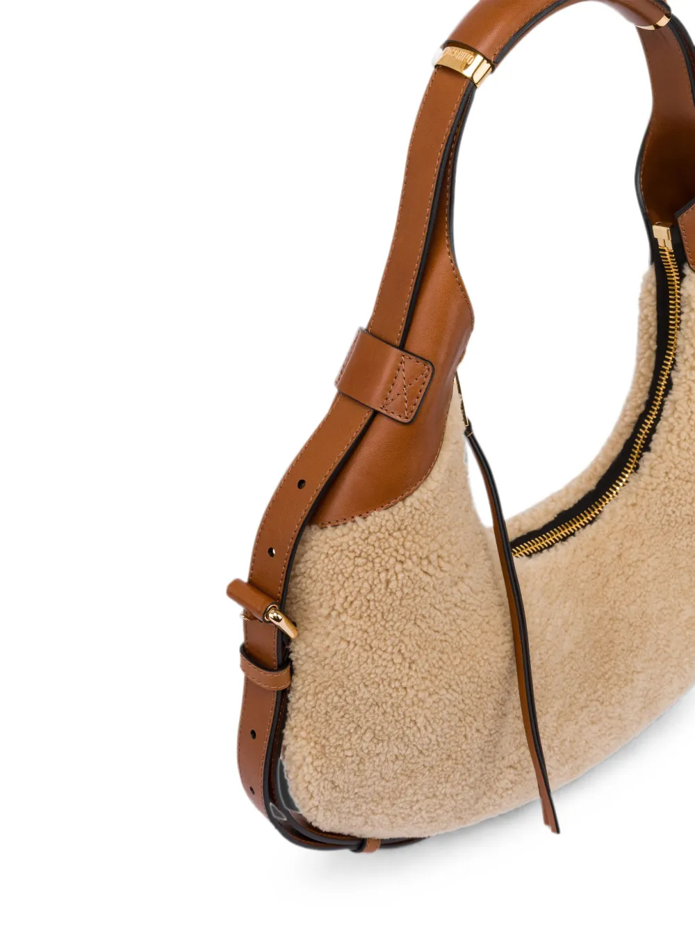 Moschino Lammy leren schoudertas Beige