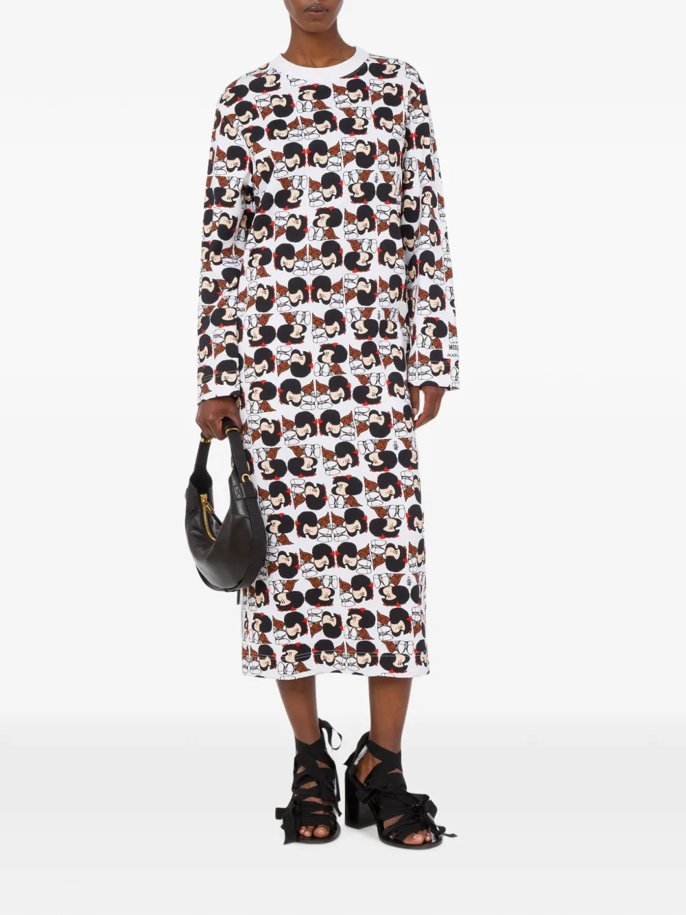 Moschino Jurk met maffalda-print en lange mouwen Wit