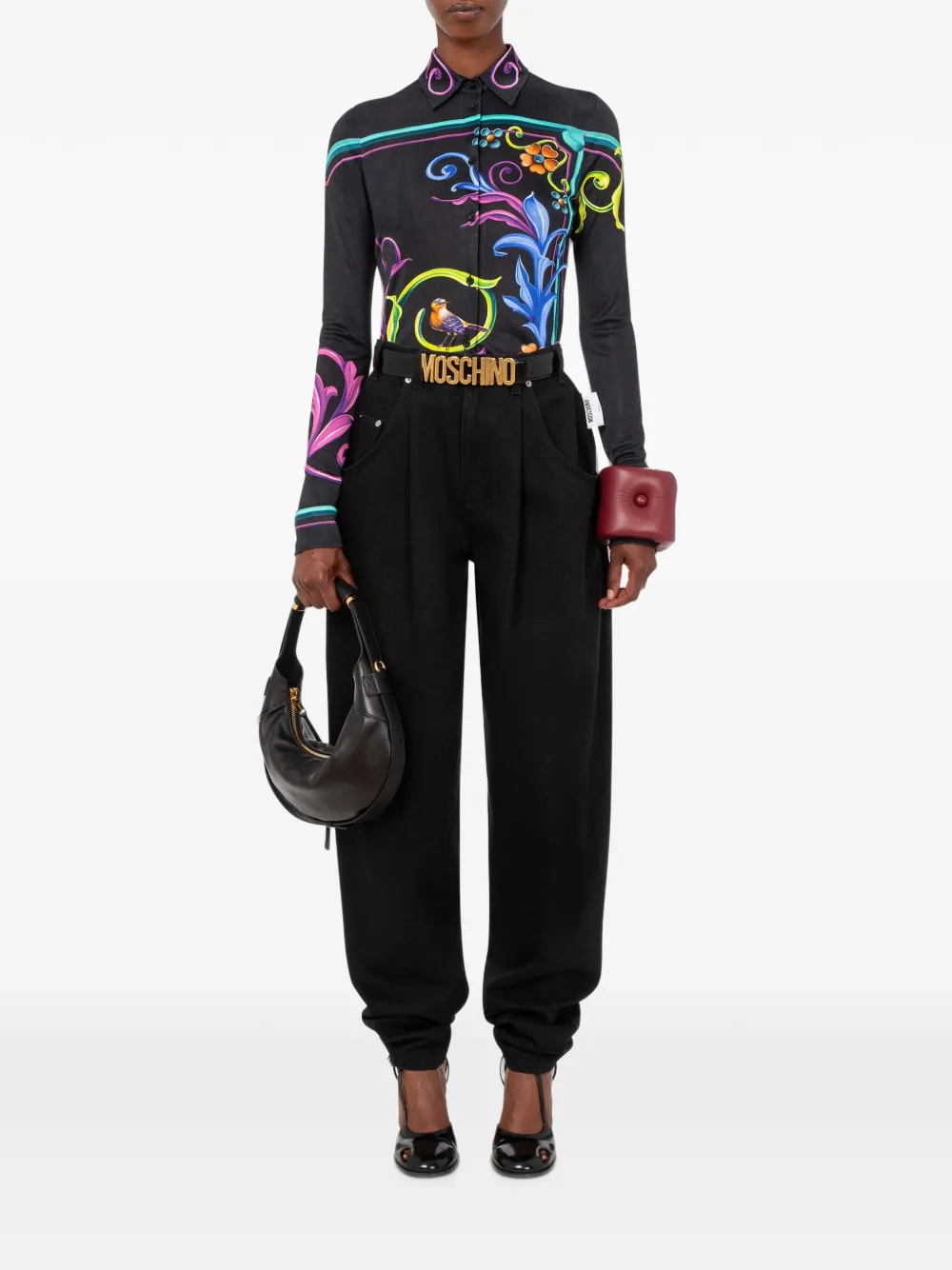 Moschino Blouse met bloemenprint Zwart