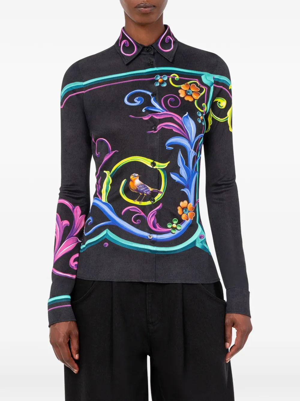 Moschino Blouse met bloemenprint Zwart