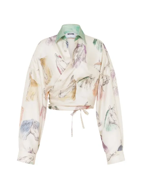 Moschino horse-print silk shirt