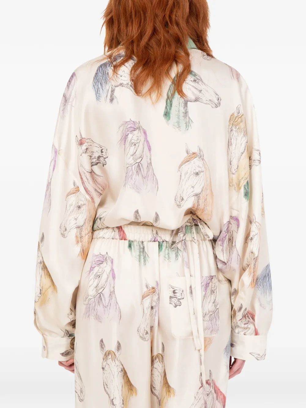 Moschino Zijden overhemd met paardenprint Beige