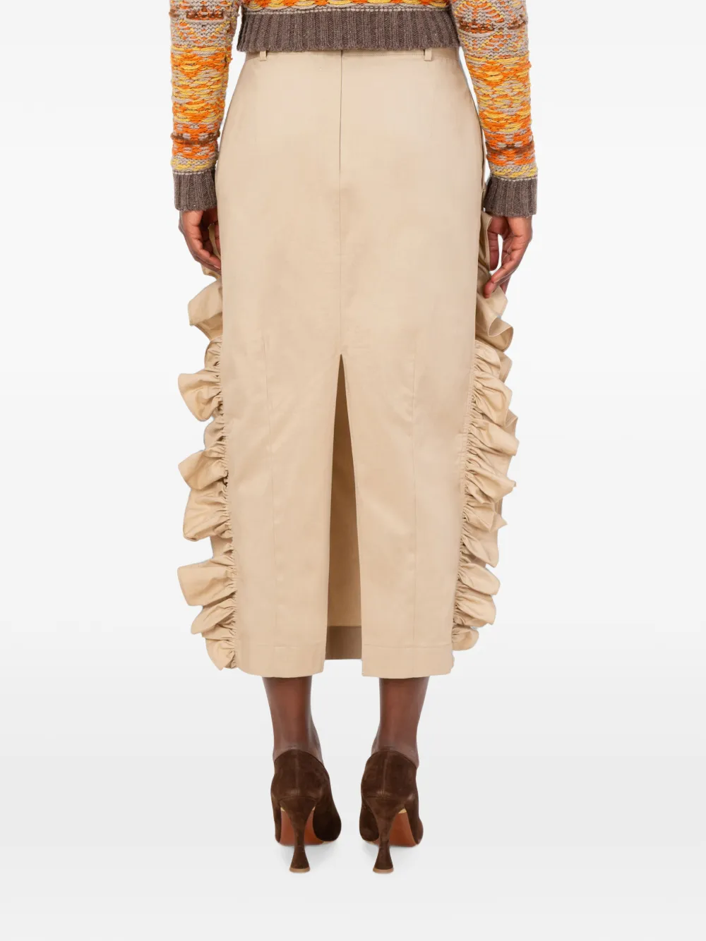 Moschino Midi-rok met ruches Beige