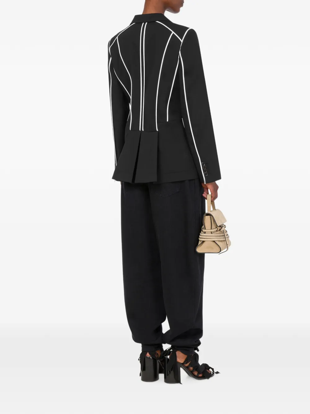 Moschino piped pleated-back jacket Zwart