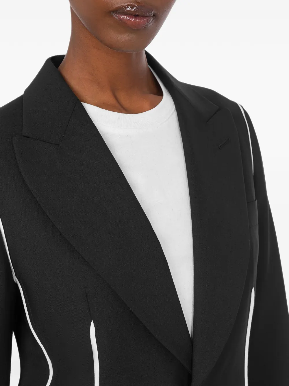 Moschino piped pleated-back jacket Zwart