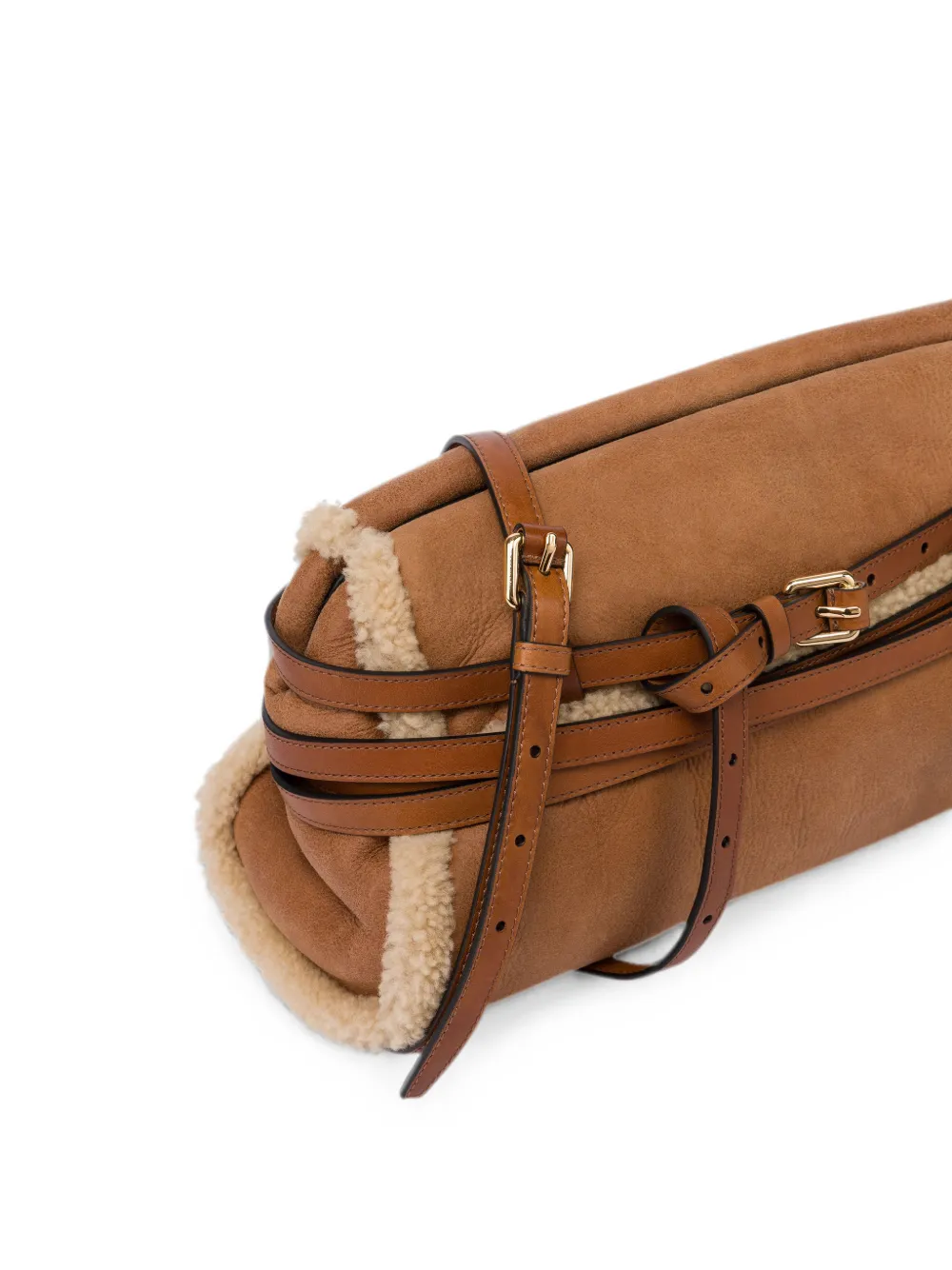 Moschino Schoudertas met lammy afwerking Bruin