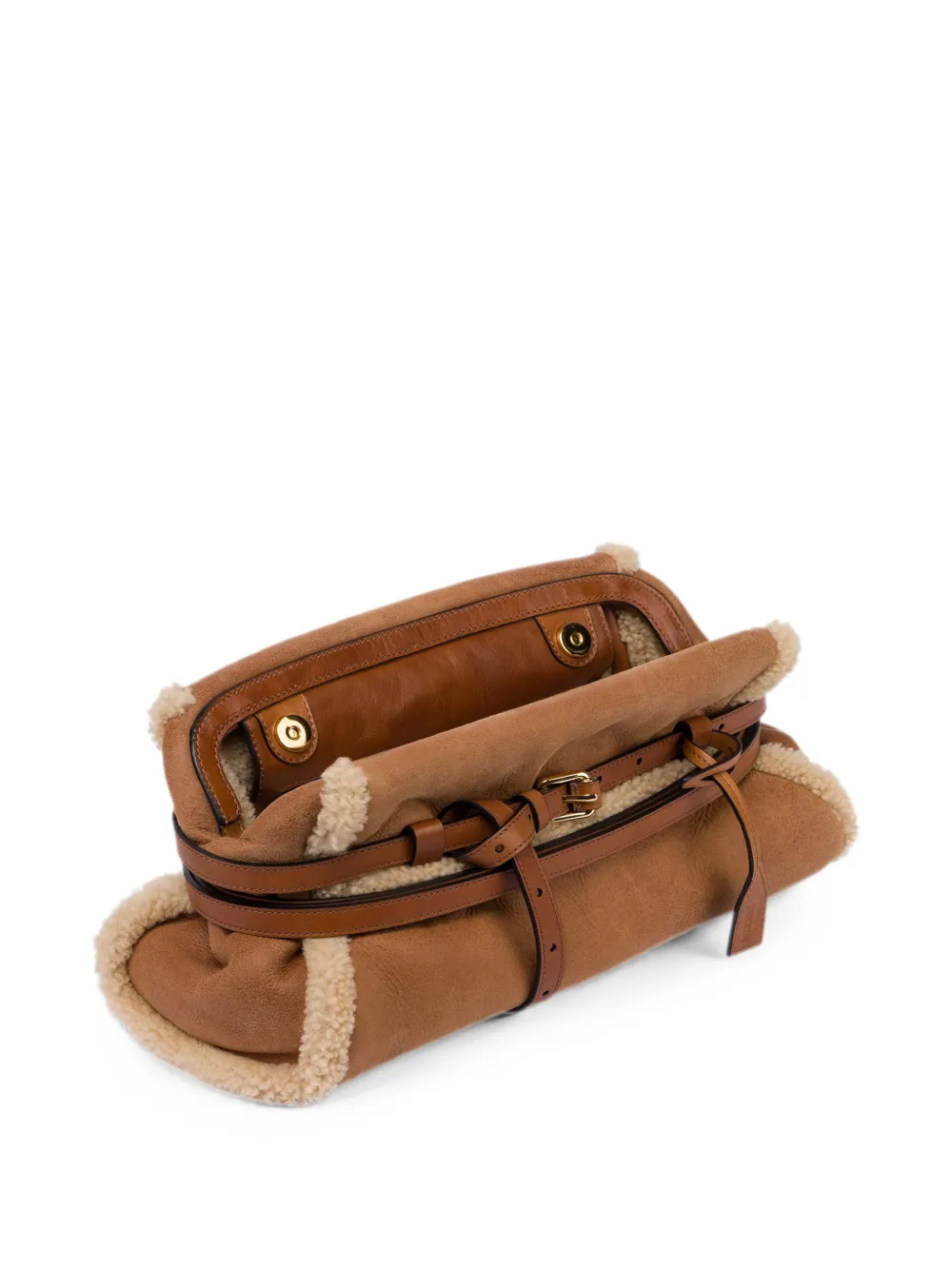 Moschino Schoudertas met lammy afwerking Bruin