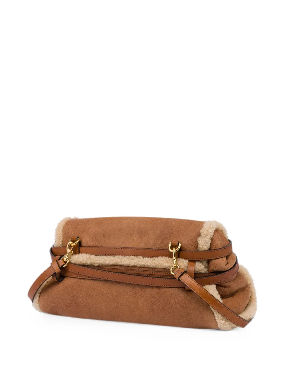 Moschino Schoudertas met lammy afwerking Bruin