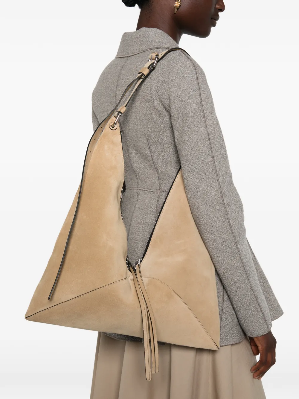 Moschino suede geometric shoulder bag - Toni neutri