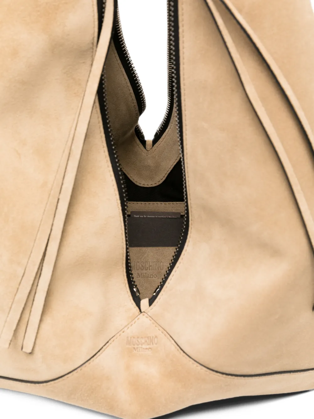 Moschino suede geometric shoulder bag Beige