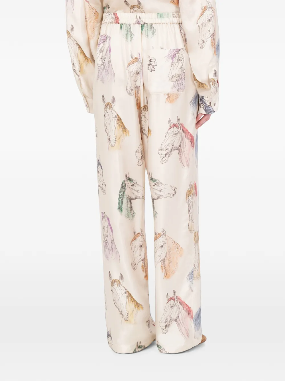 Moschino Zijden broek met print Beige