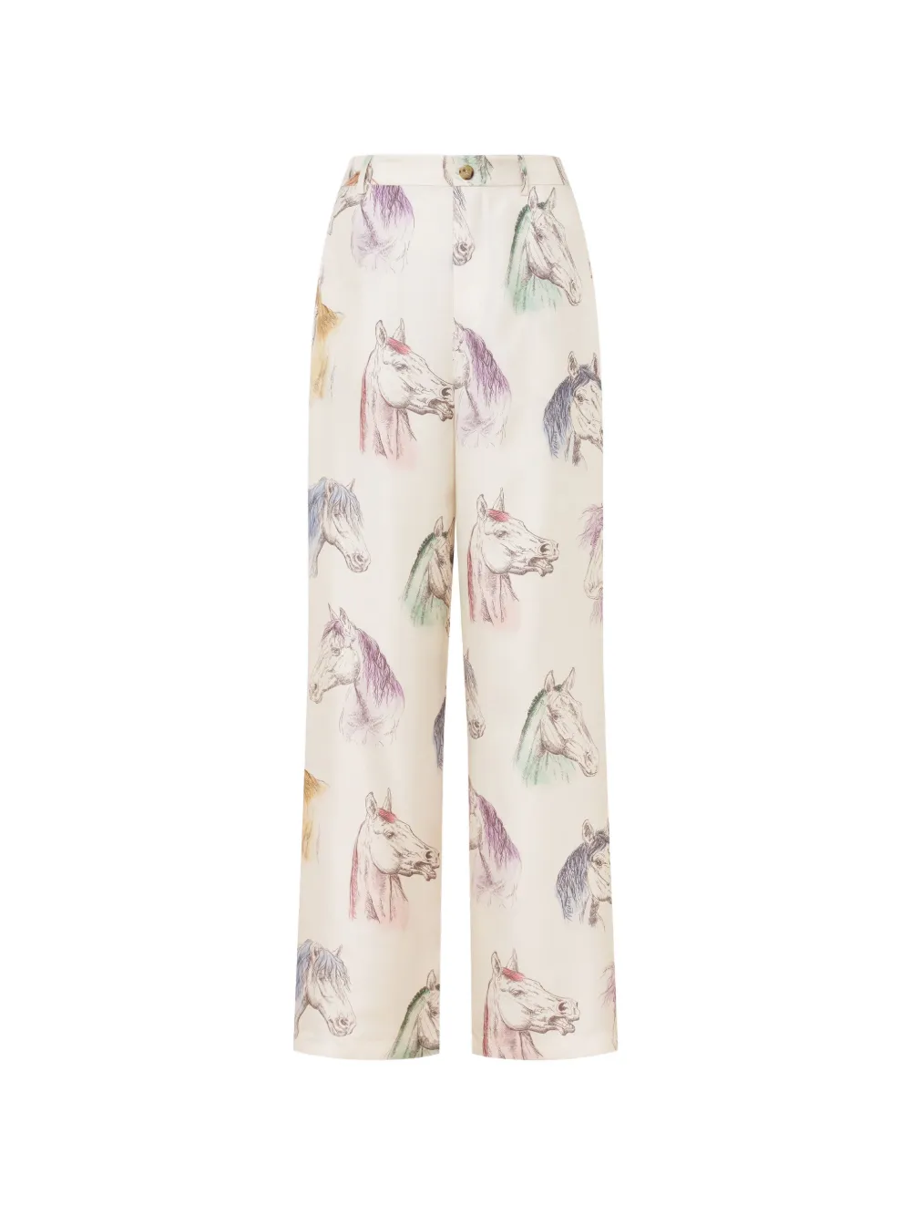 Moschino Zijden broek met print Beige