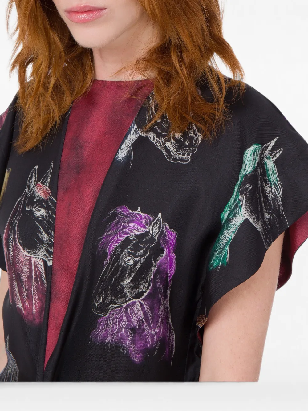 Moschino Jurk met paardenprint en vlakken Zwart