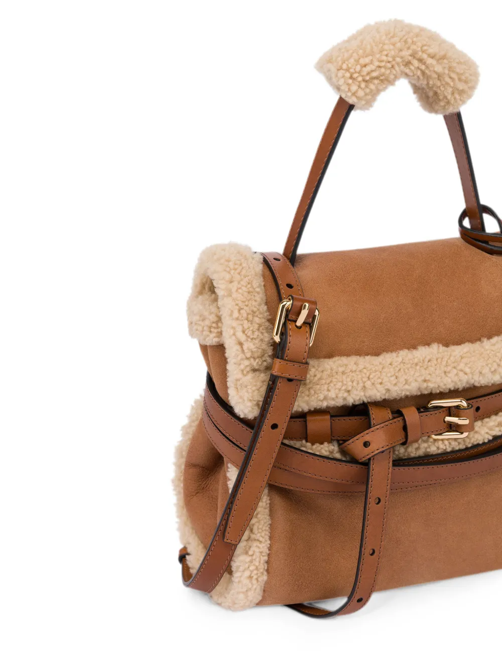 Moschino Schoudertas met lammy afwerking Bruin
