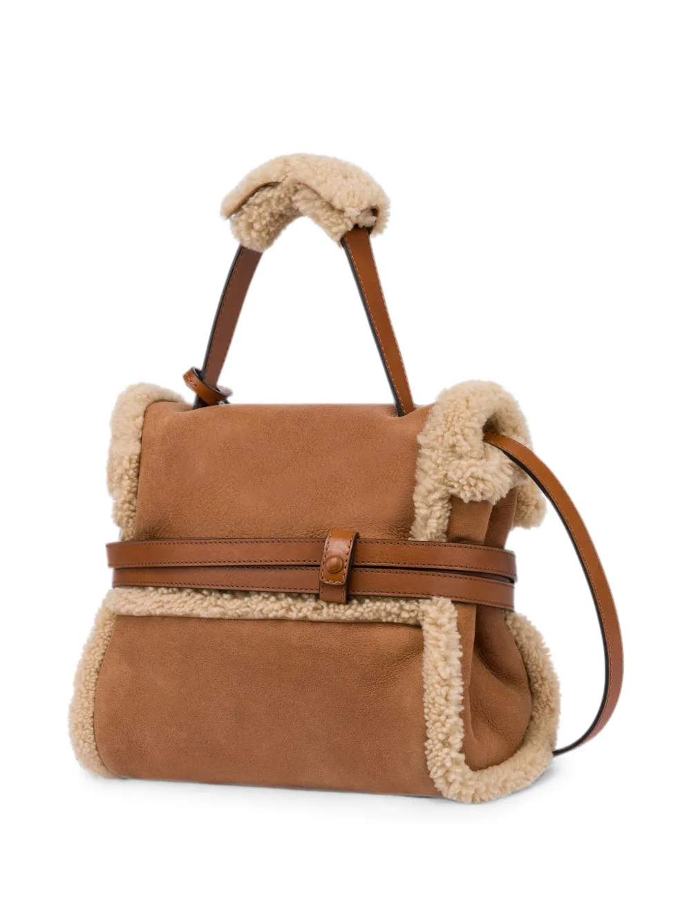 Moschino Schoudertas met lammy afwerking Bruin
