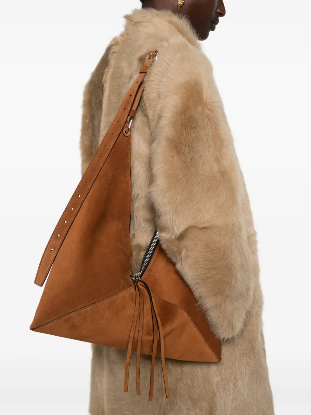 Moschino suede panelled shoulder bag Bruin