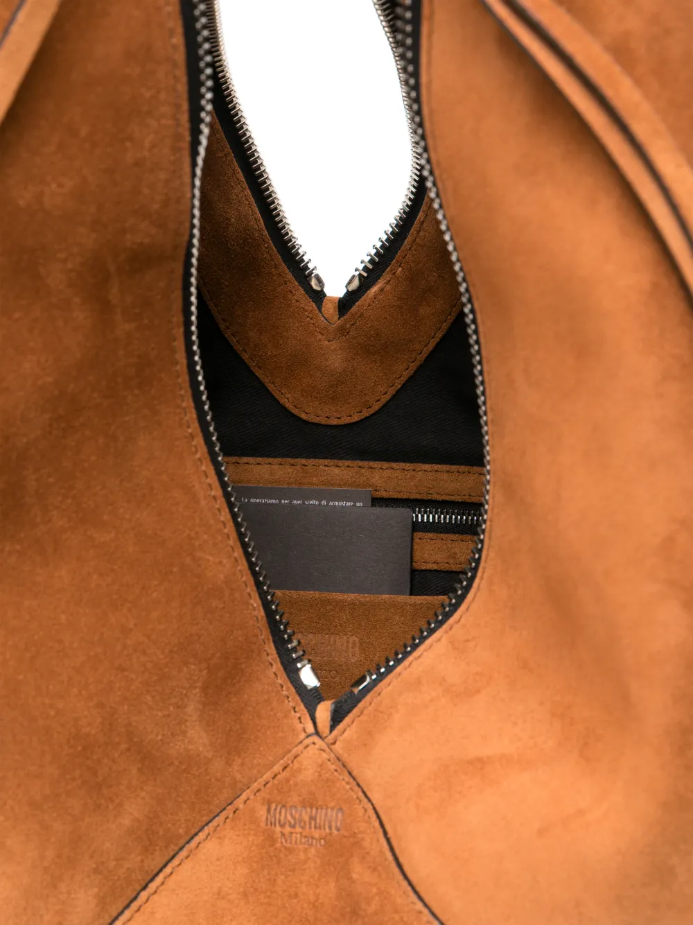 Moschino suede panelled shoulder bag Bruin