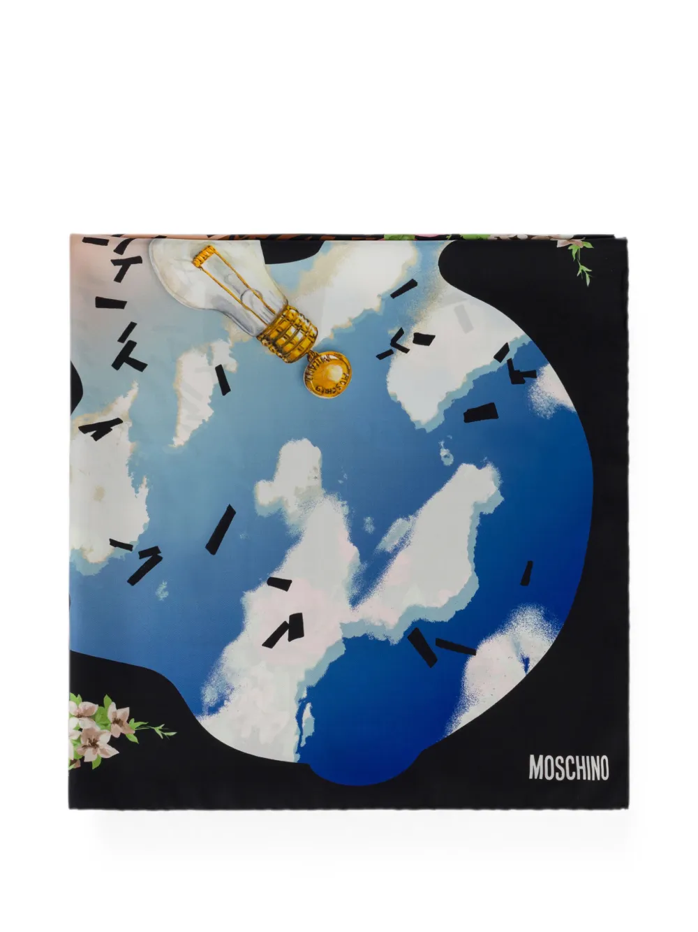 Moschino graphic-print silk scarf - Schwarz