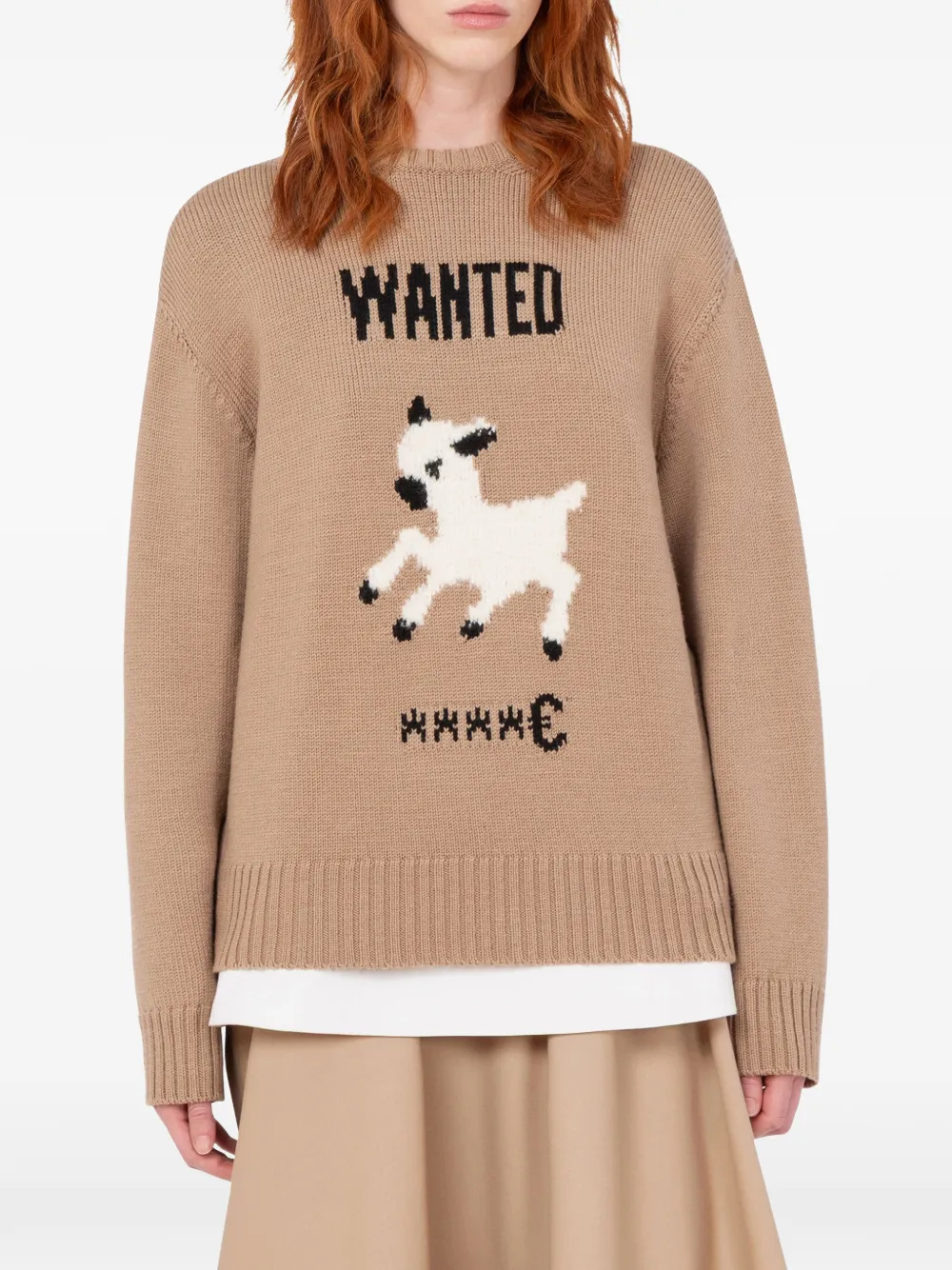 Moschino intarsia-knit wool sweater Beige