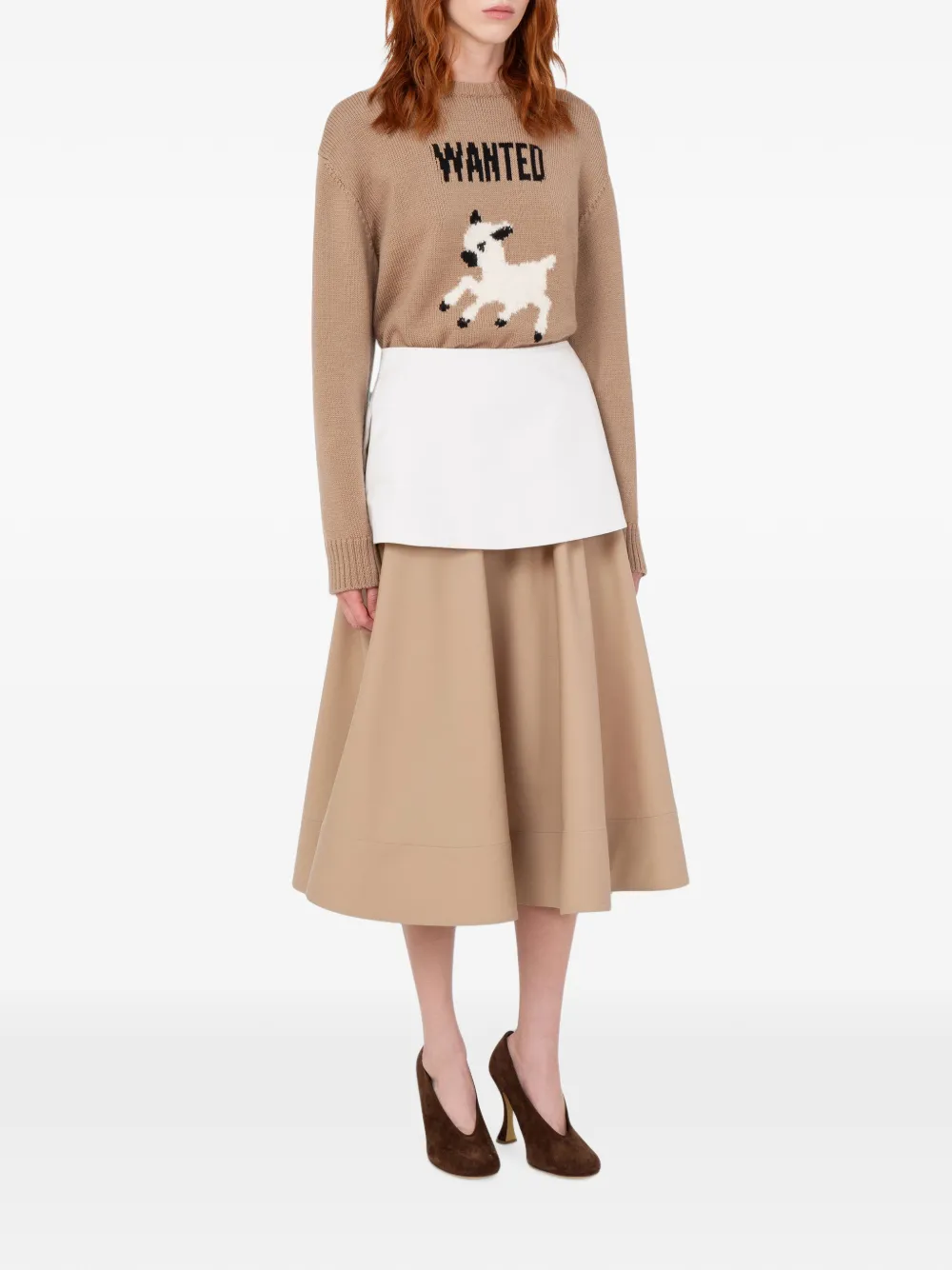 Moschino intarsia-knit wool sweater Beige