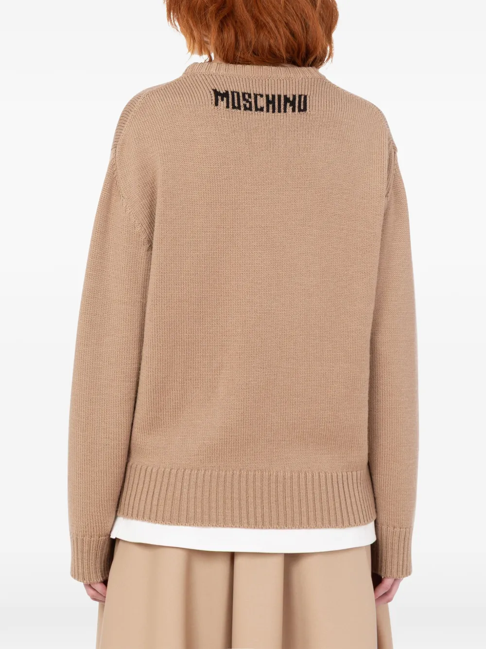 Moschino intarsia-knit wool sweater Beige