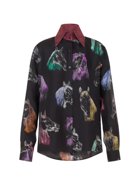 Moschino horse-print silk shirt