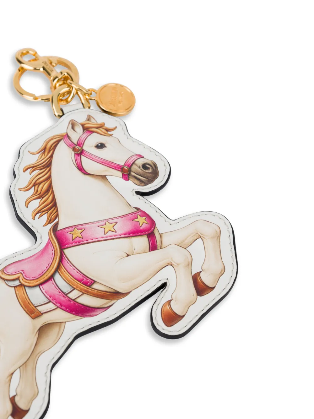 Moschino Leren sleutelhanger met paardenprint Wit