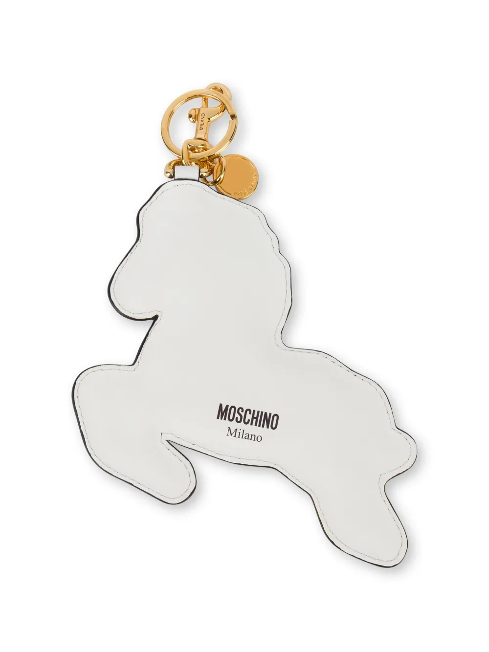 Moschino Leren sleutelhanger met paardenprint Wit