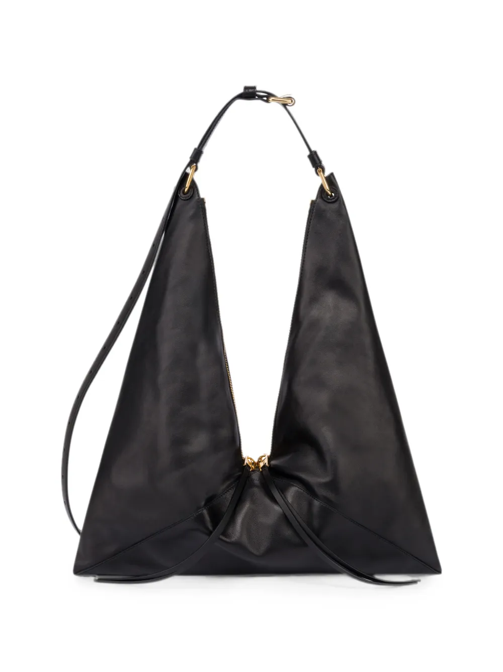 Moschino Triangelvormige leren schoudertas Zwart