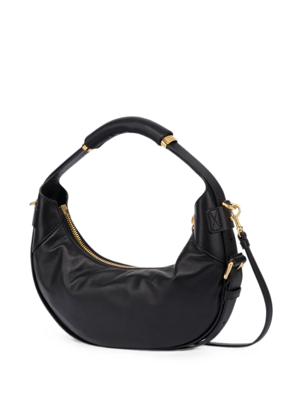 Moschino Leren schoudertas met gewatteerd handvat Zwart