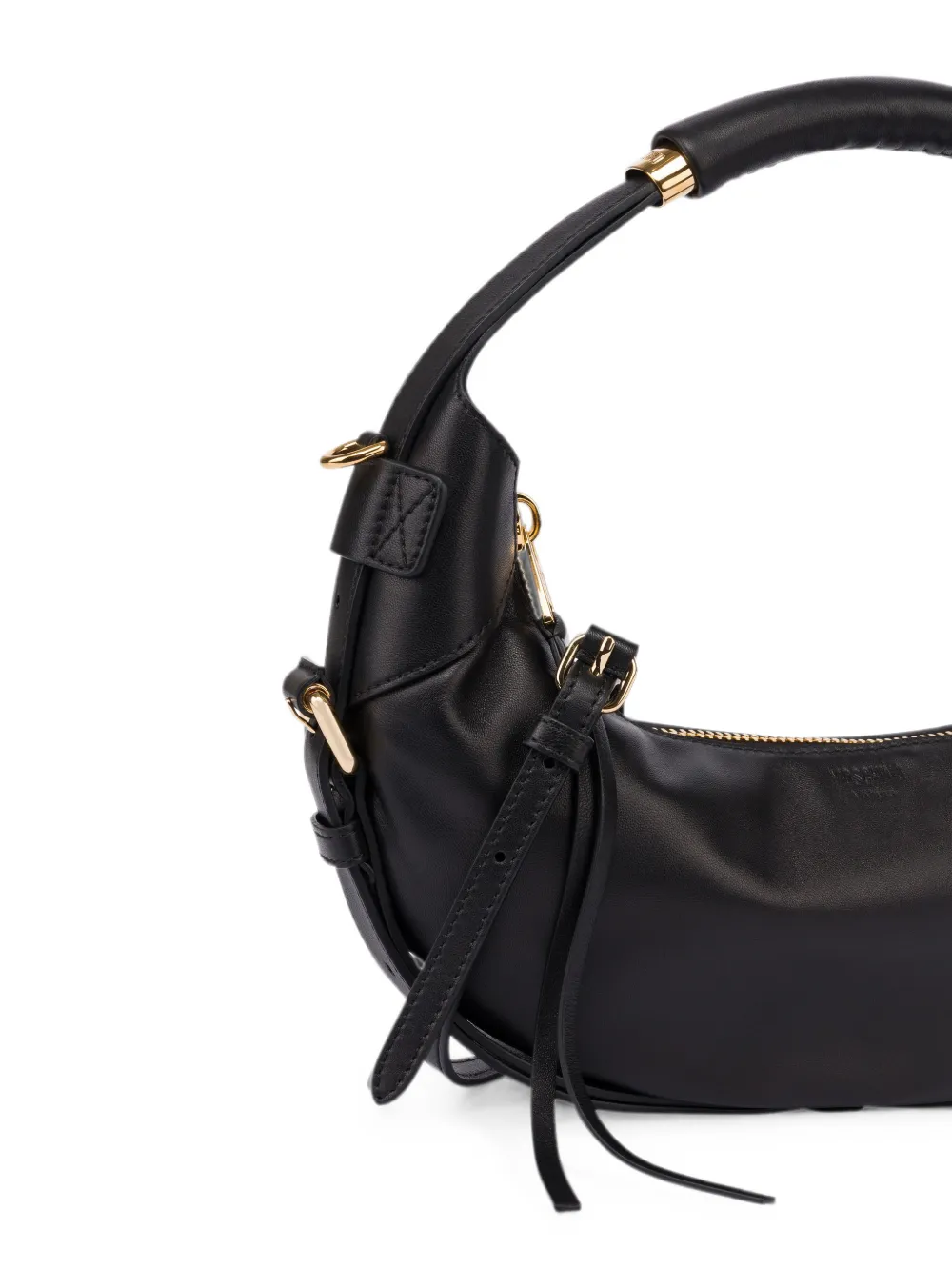 Moschino Leren schoudertas met gewatteerd handvat Zwart