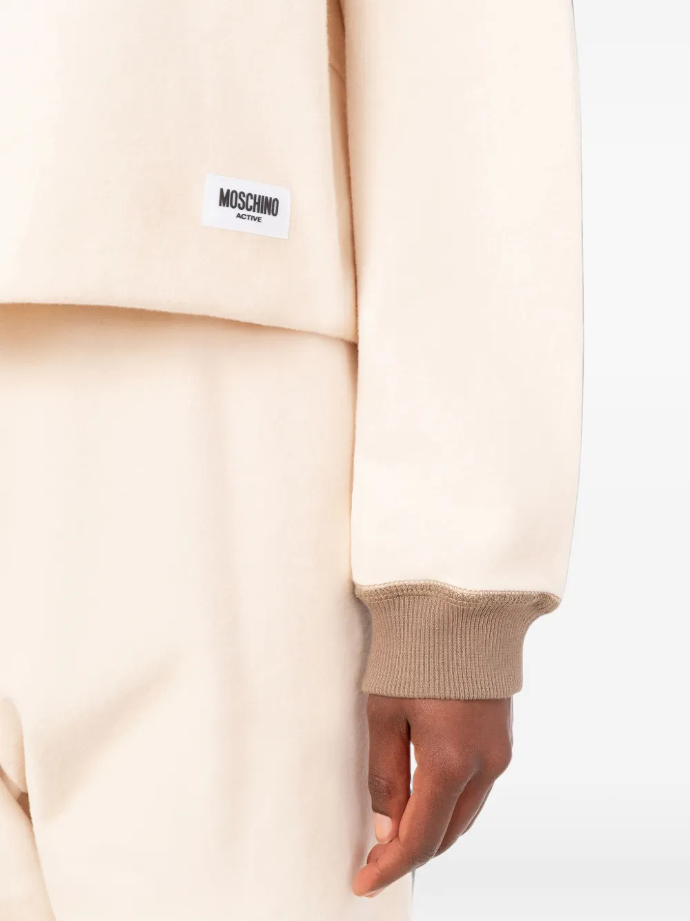 Moschino Trui met logo-patch en geribbelde afwerking Beige