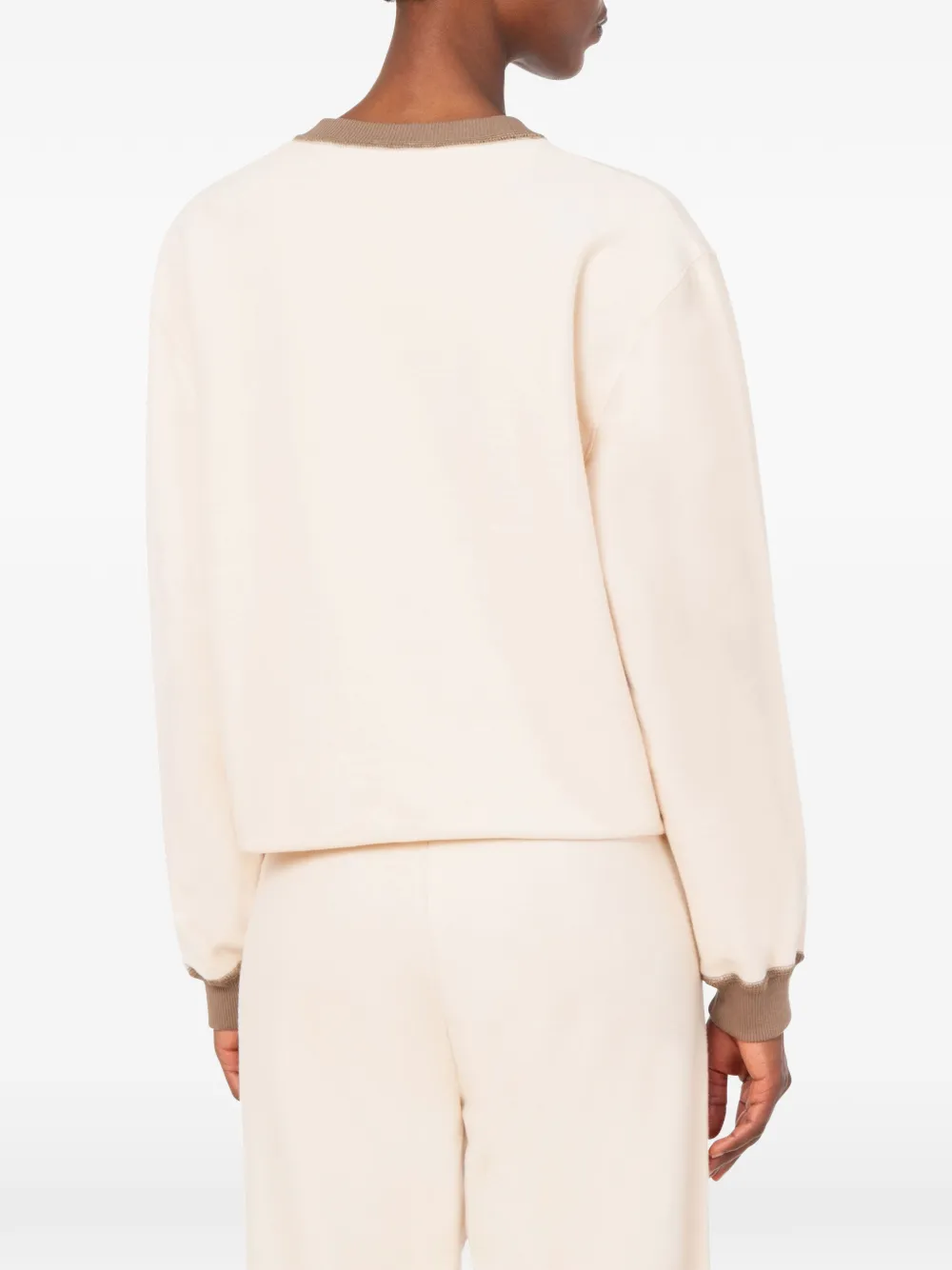 Moschino Trui met logo-patch en geribbelde afwerking Beige