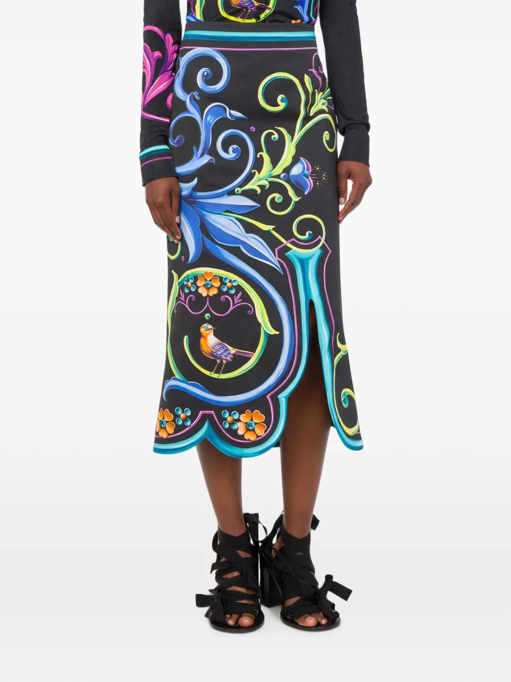 Moschino Midi-rok met gewelfde afwerking Zwart