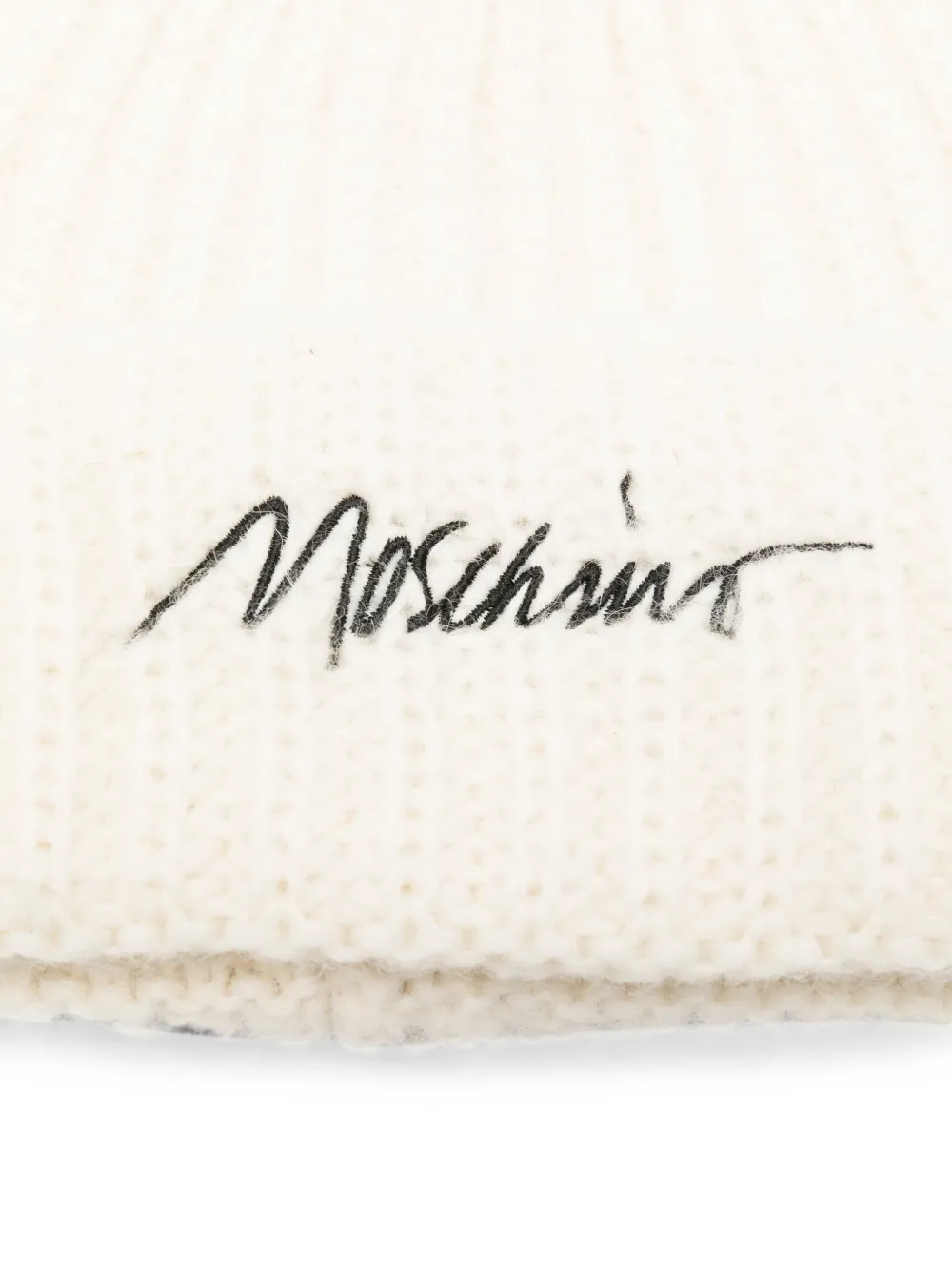 Moschino Geribbelde muts met geborduurd logo Beige