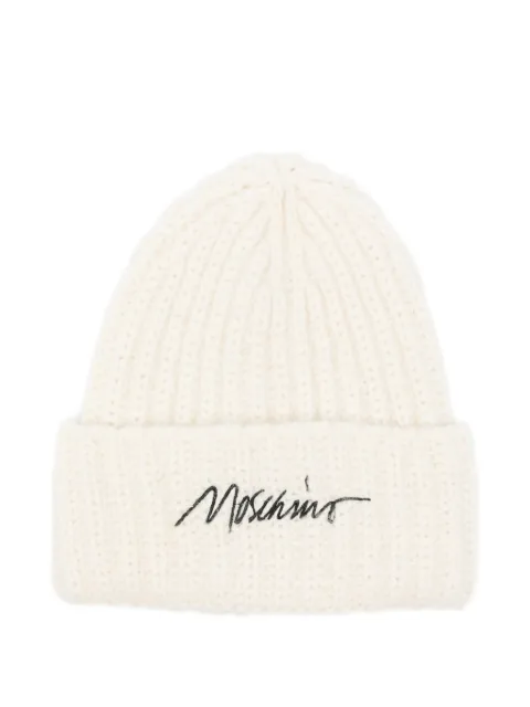 Moschino logo-embroidered ribbed-knit wool beanie