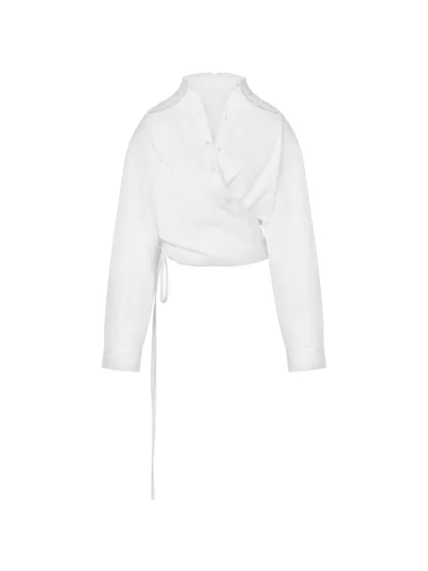 Moschino broderie-anglaise wrap-front shirt