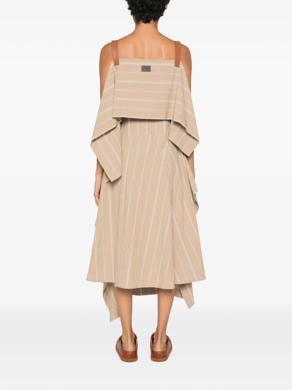 Moschino Gestreepte maxi-jurk met gespbandje Beige