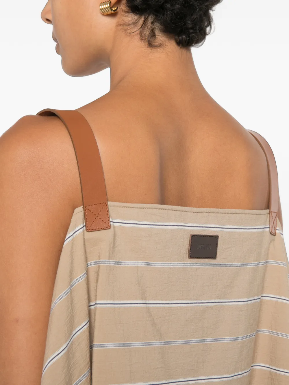 Moschino Gestreepte maxi-jurk met gespbandje Beige