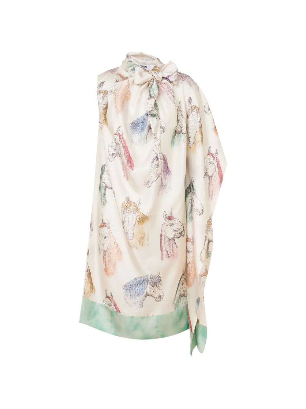 Moschino horse-print silk dress - Neutrals