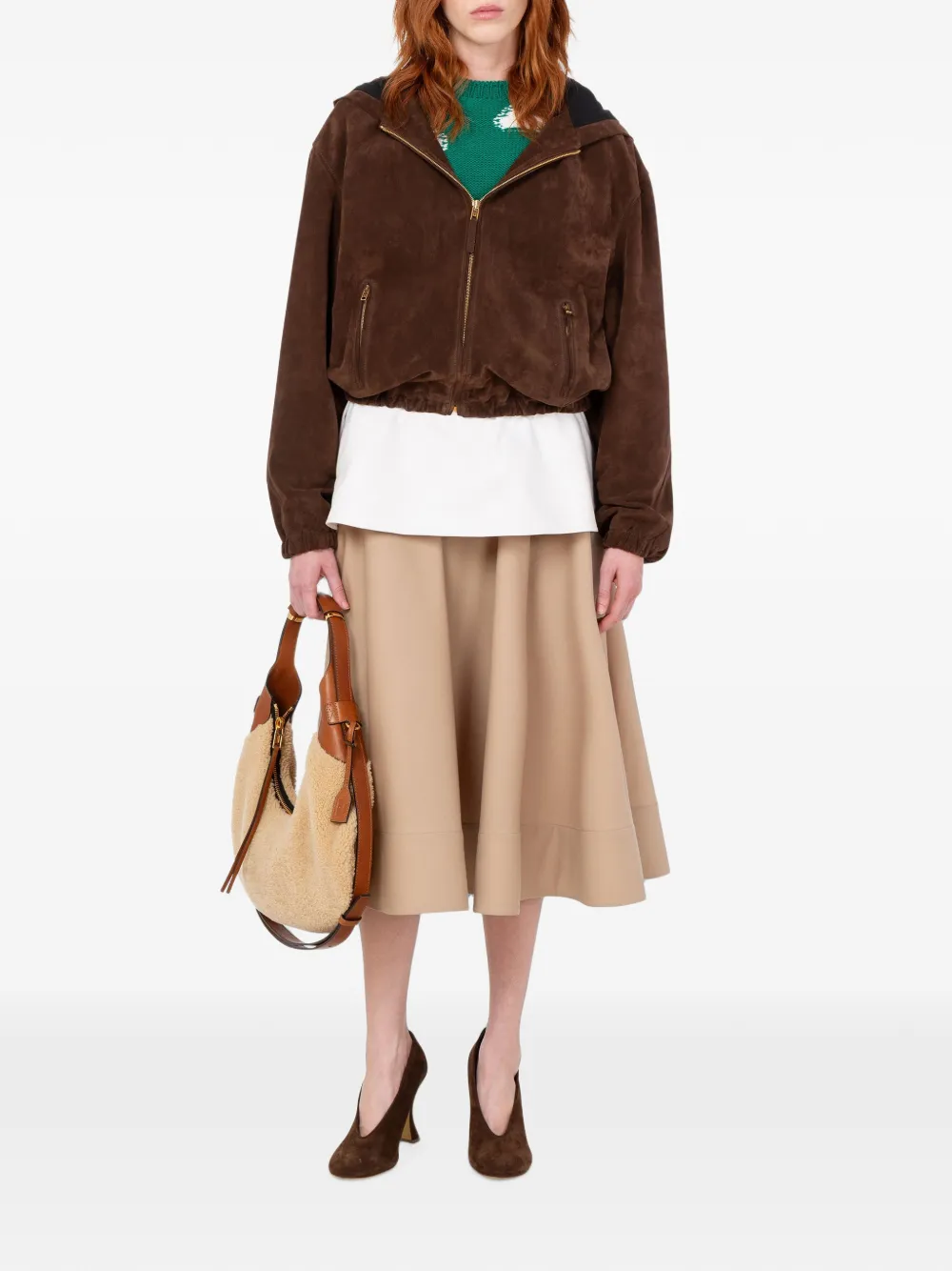 Moschino suede hooded jacket Bruin