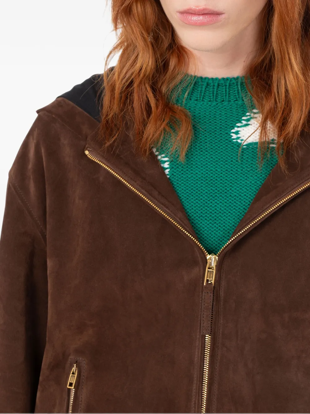 Moschino suede hooded jacket Bruin